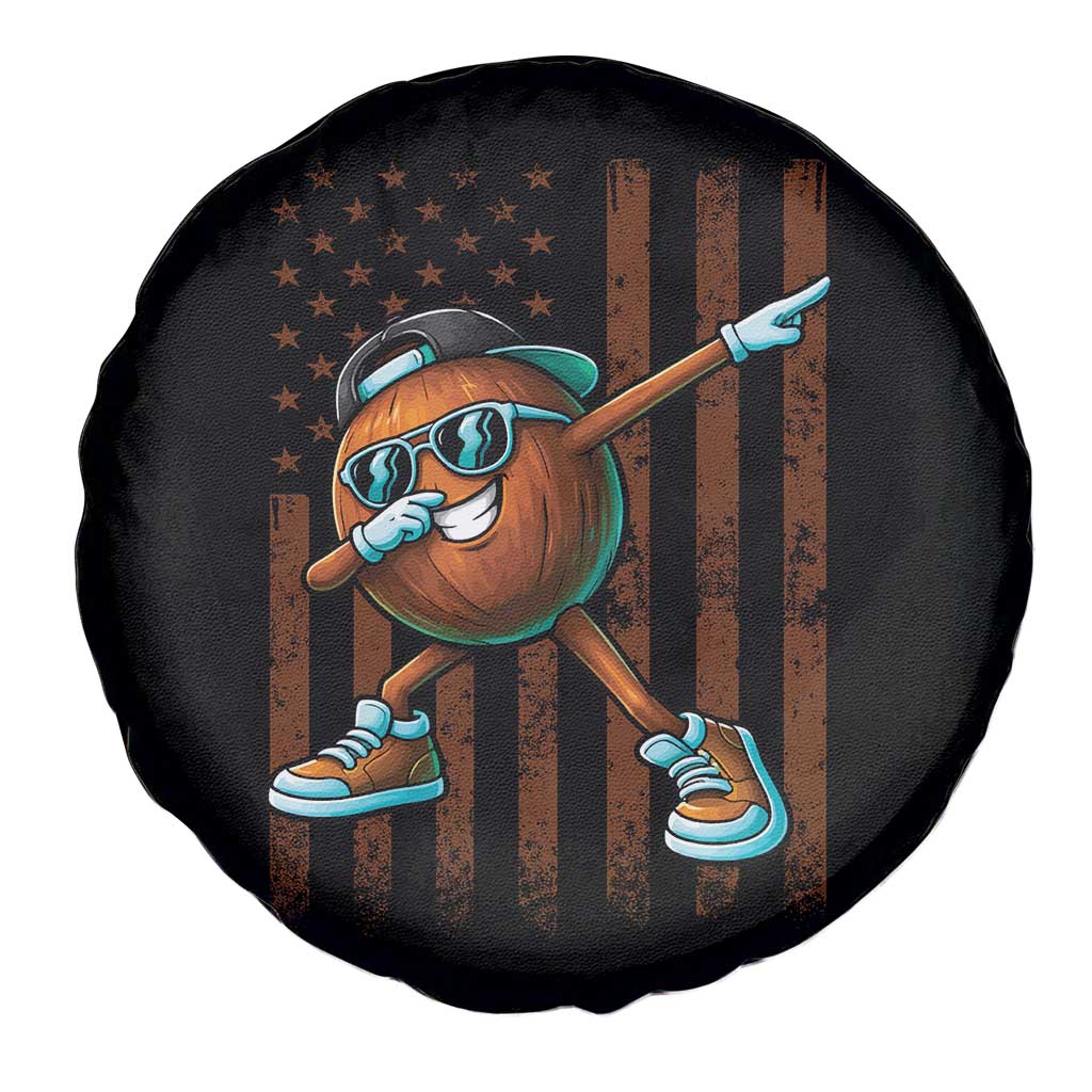 Dabbing Coconut Spare Tire Cover Retro American Flag Fruit Lover
