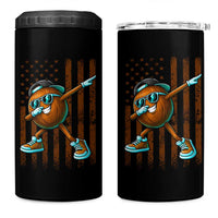 Dabbing Coconut 4 in 1 Can Cooler Tumbler Retro American Flag Fruit Lover