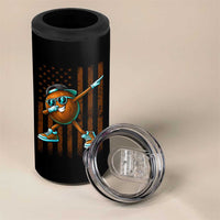 Dabbing Coconut 4 in 1 Can Cooler Tumbler Retro American Flag Fruit Lover