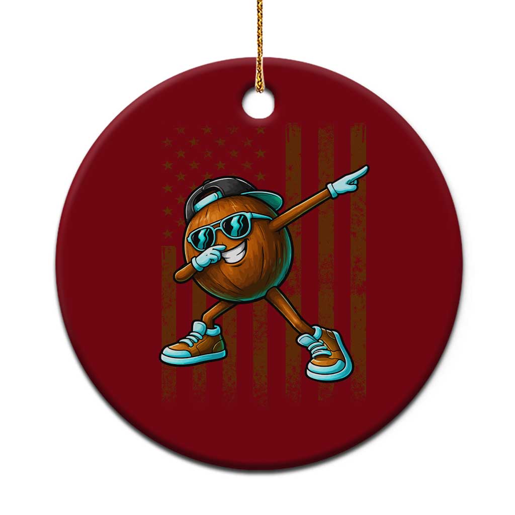 Dabbing Coconut Ceramic Ornament Retro American Flag Fruit Lover