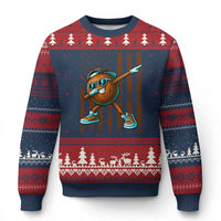 Dabbing Coconut Ugly Christmas Sweater Retro American Flag Fruit Lover