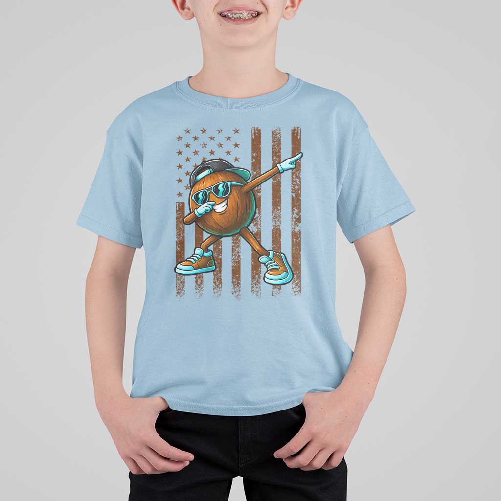 Dabbing Coconut T Shirt For Kid Retro American Flag Fruit Lover