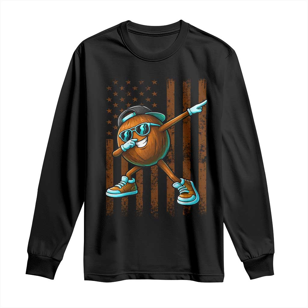 Dabbing Coconut Long Sleeve Shirt Retro American Flag Fruit Lover