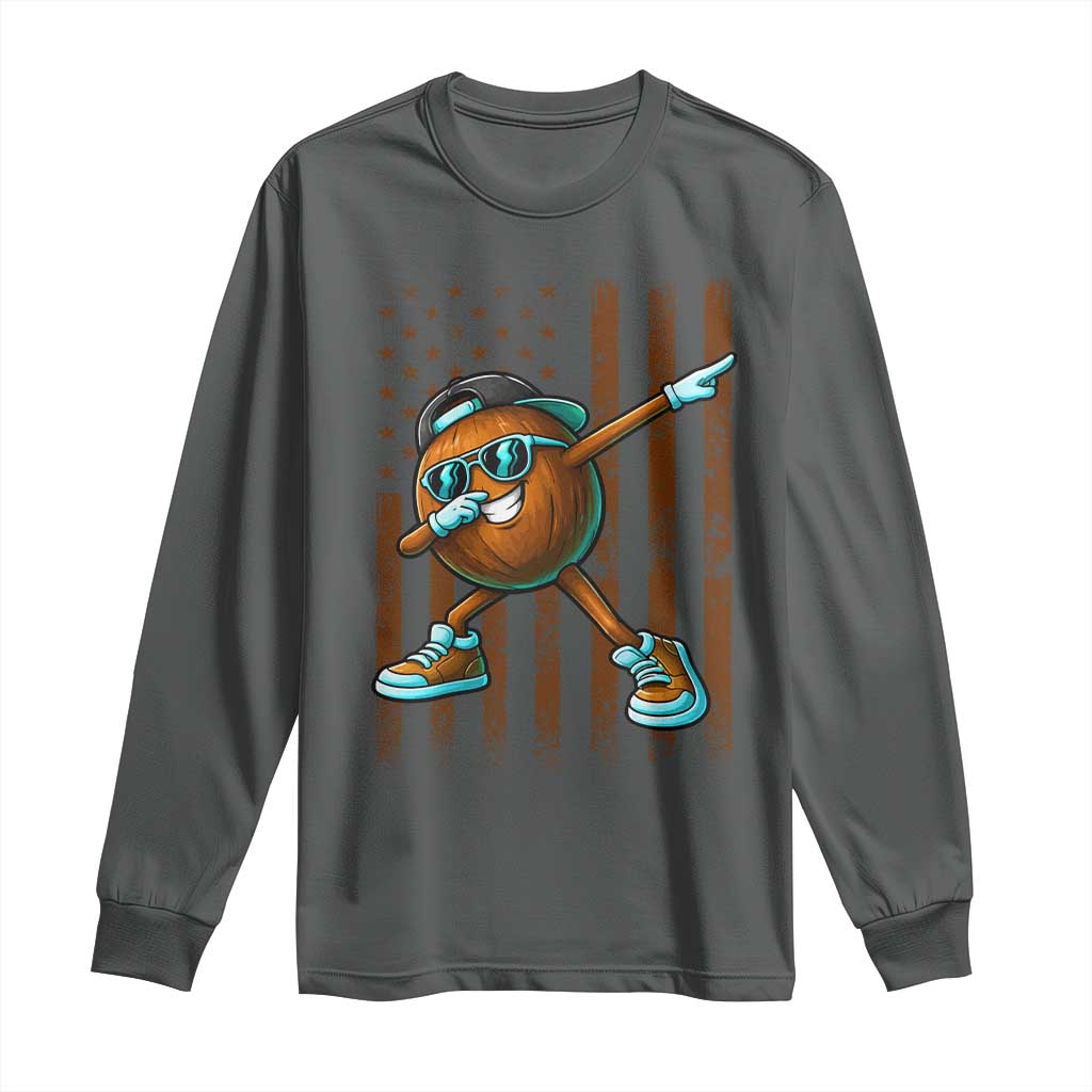 Dabbing Coconut Long Sleeve Shirt Retro American Flag Fruit Lover