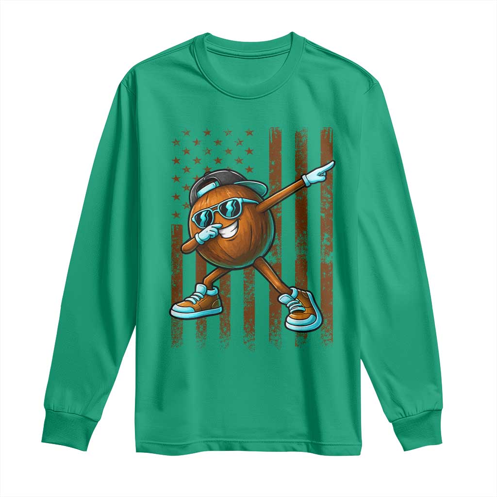 Dabbing Coconut Long Sleeve Shirt Retro American Flag Fruit Lover