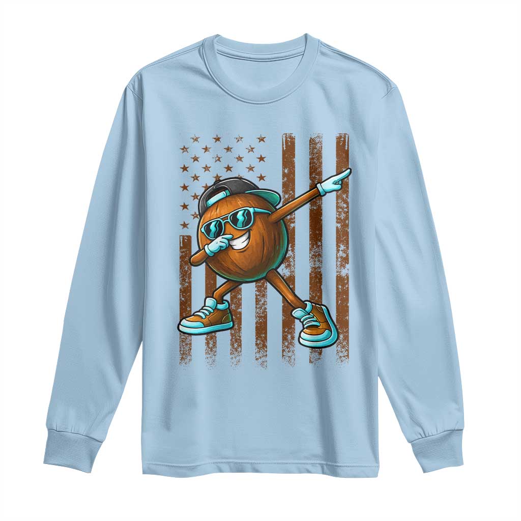 Dabbing Coconut Long Sleeve Shirt Retro American Flag Fruit Lover
