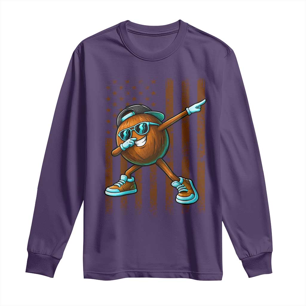 Dabbing Coconut Long Sleeve Shirt Retro American Flag Fruit Lover