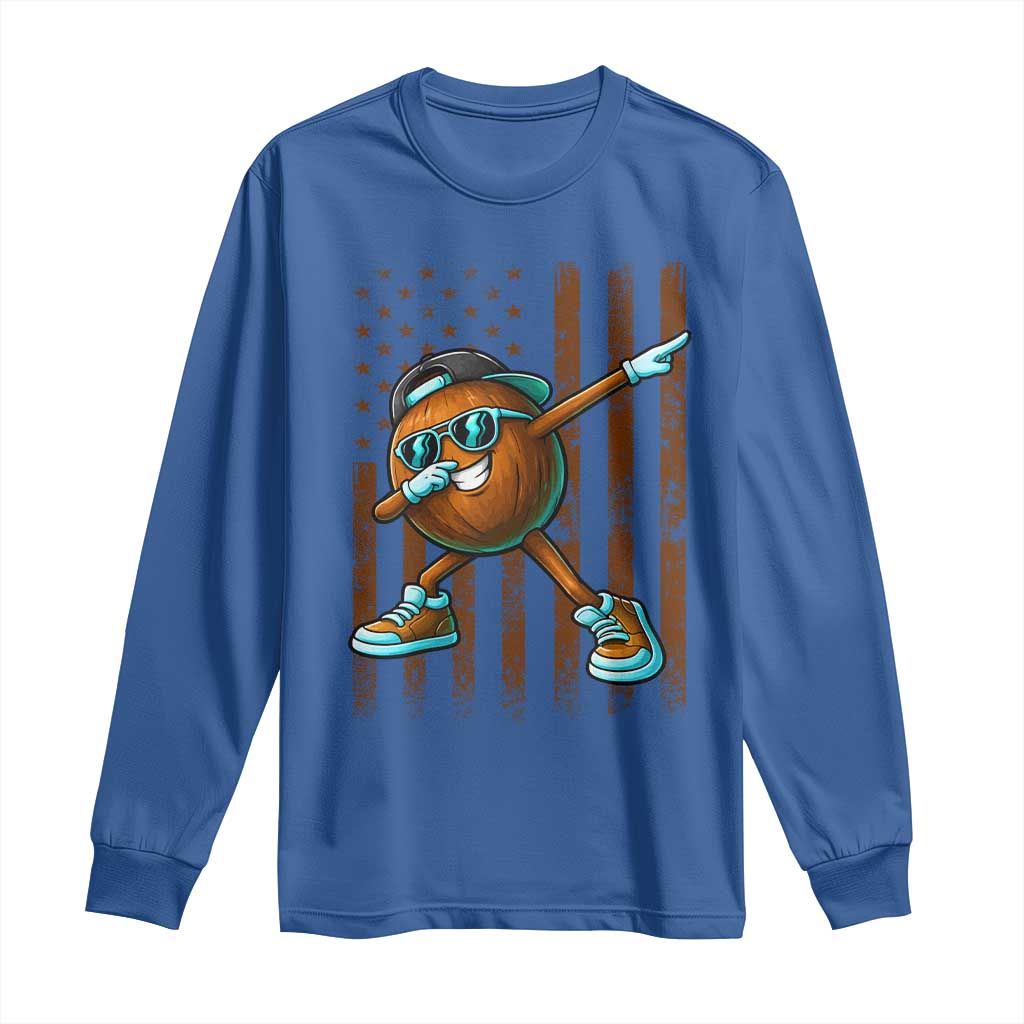 Dabbing Coconut Long Sleeve Shirt Retro American Flag Fruit Lover