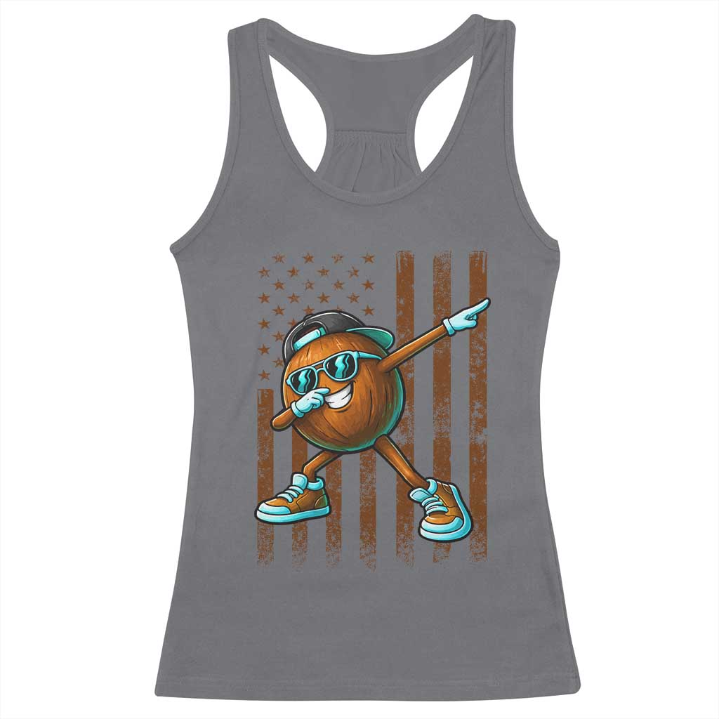 Dabbing Coconut Racerback Tank Top Retro American Flag Fruit Lover