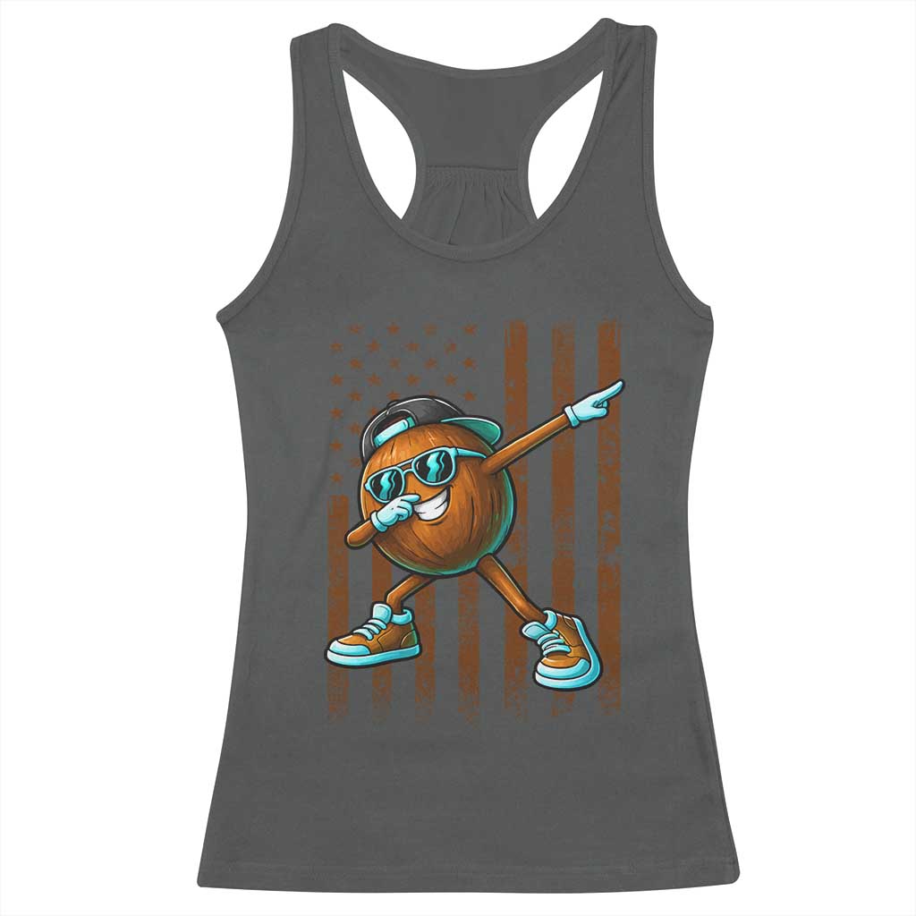 Dabbing Coconut Racerback Tank Top Retro American Flag Fruit Lover