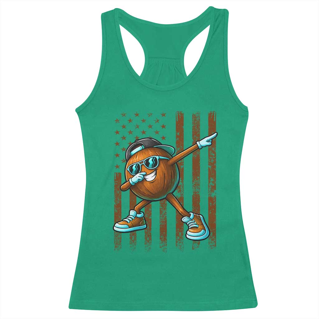Dabbing Coconut Racerback Tank Top Retro American Flag Fruit Lover