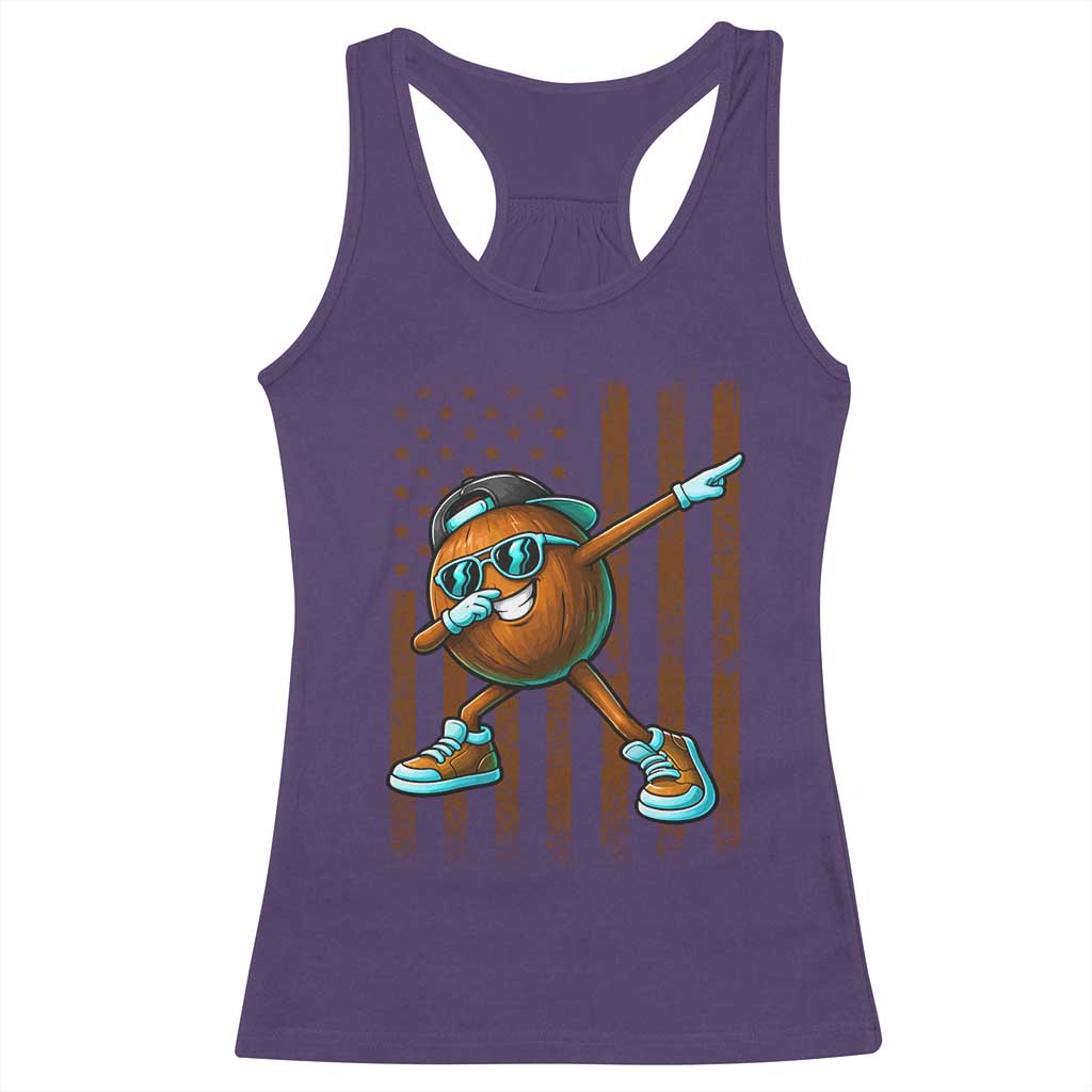 Dabbing Coconut Racerback Tank Top Retro American Flag Fruit Lover