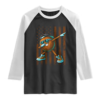 Dabbing Coconut Raglan Shirt Retro American Flag Fruit Lover