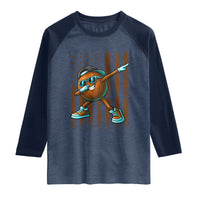 Dabbing Coconut Raglan Shirt Retro American Flag Fruit Lover