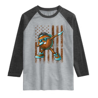 Dabbing Coconut Raglan Shirt Retro American Flag Fruit Lover