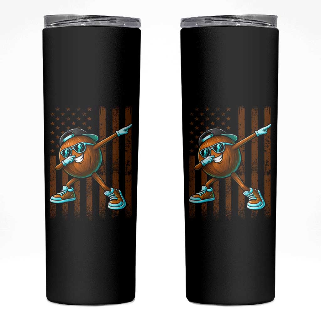 Dabbing Coconut Skinny Tumbler Retro American Flag Fruit Lover