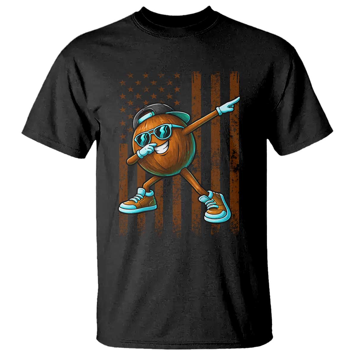 Dabbing Coconut T Shirt Retro American Flag Fruit Lover
