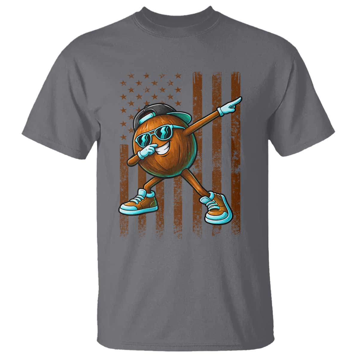 Dabbing Coconut T Shirt Retro American Flag Fruit Lover