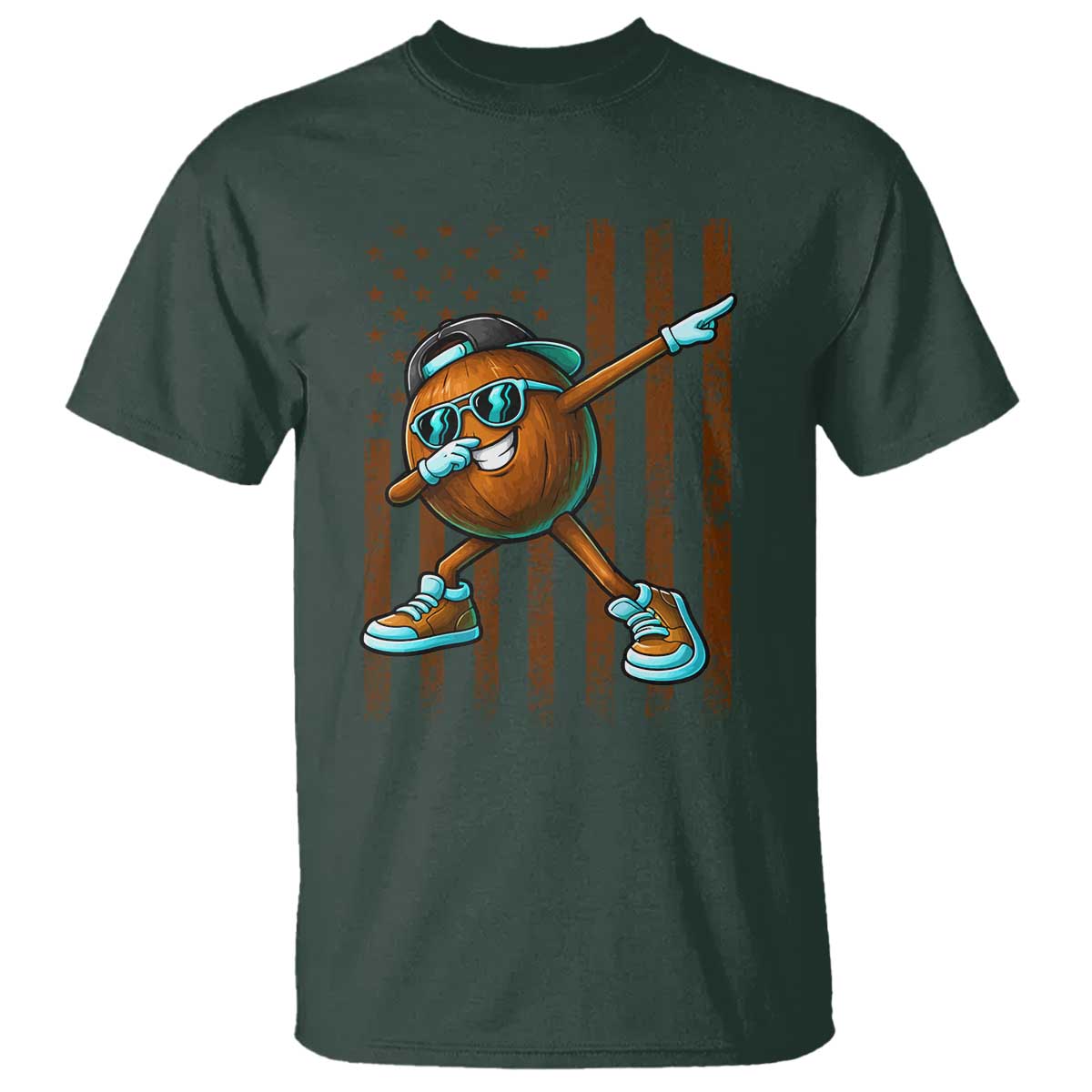 Dabbing Coconut T Shirt Retro American Flag Fruit Lover