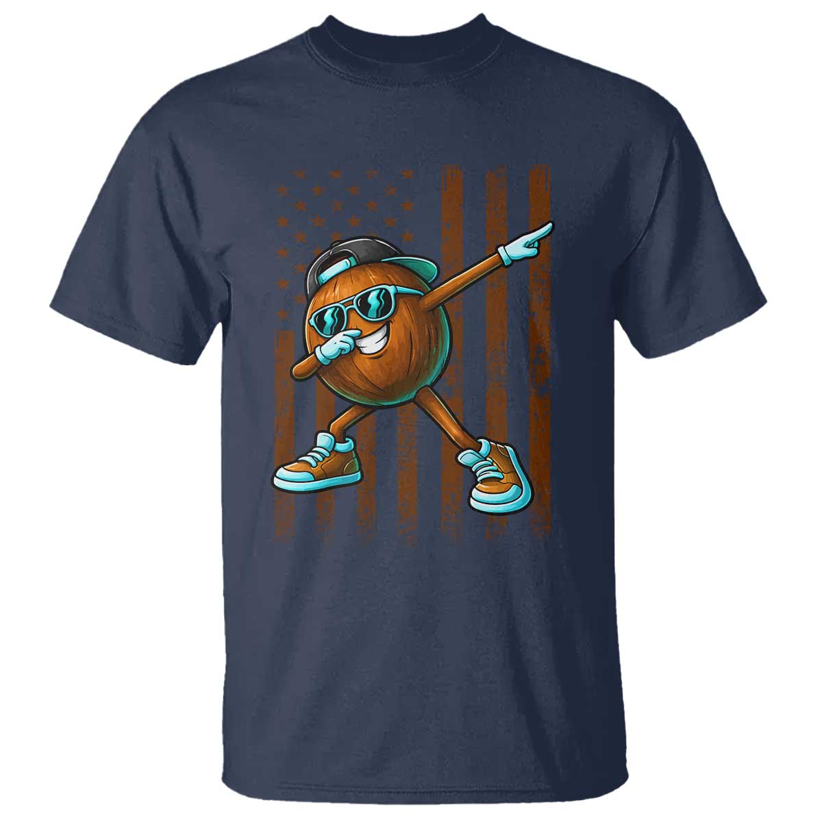 Dabbing Coconut T Shirt Retro American Flag Fruit Lover