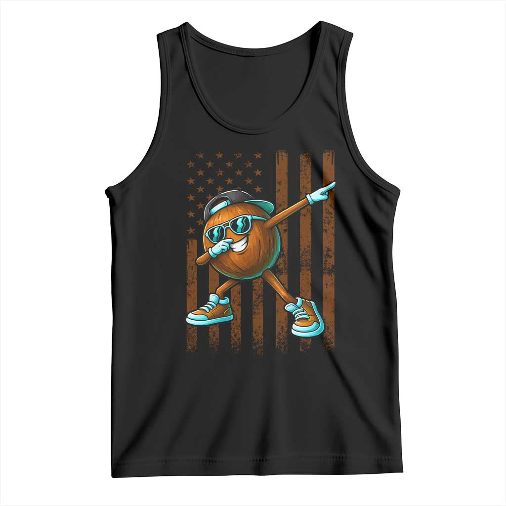 Dabbing Coconut Tank Top Retro American Flag Fruit Lover