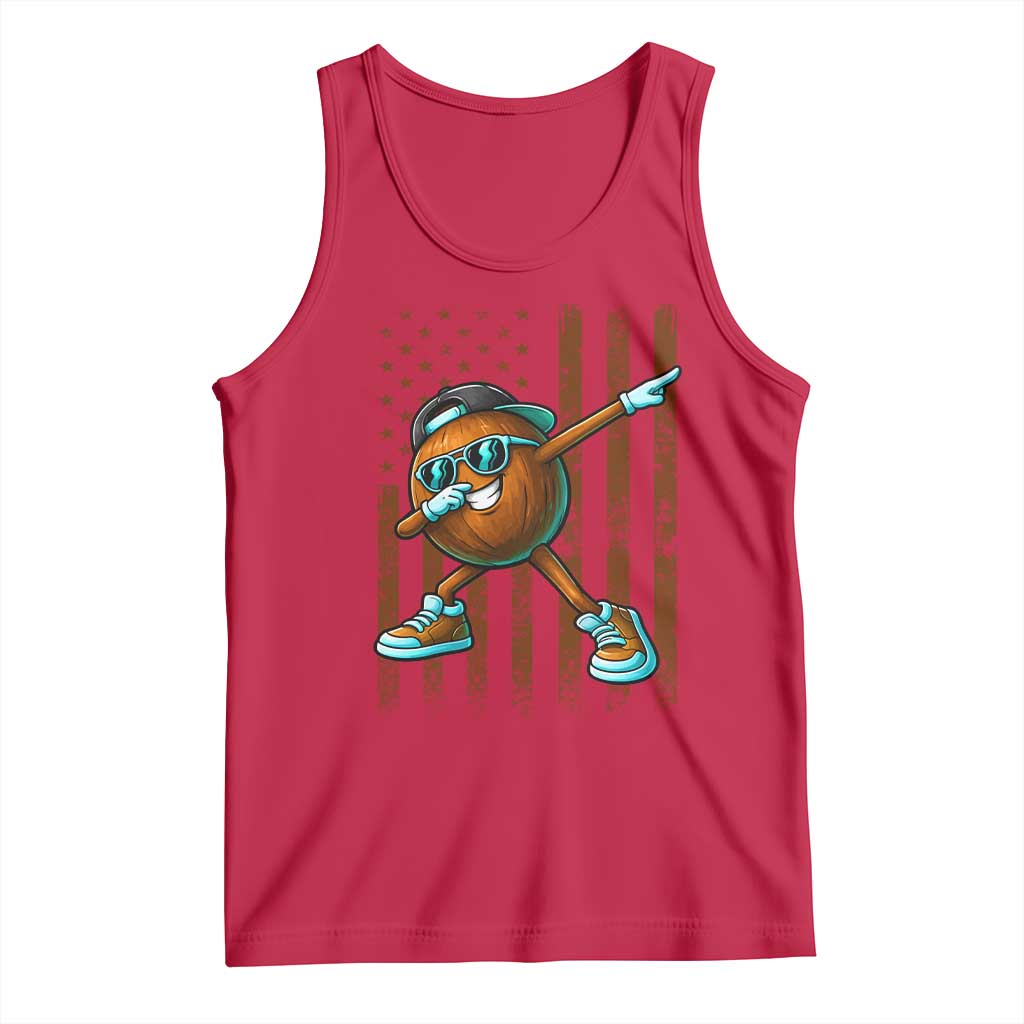 Dabbing Coconut Tank Top Retro American Flag Fruit Lover