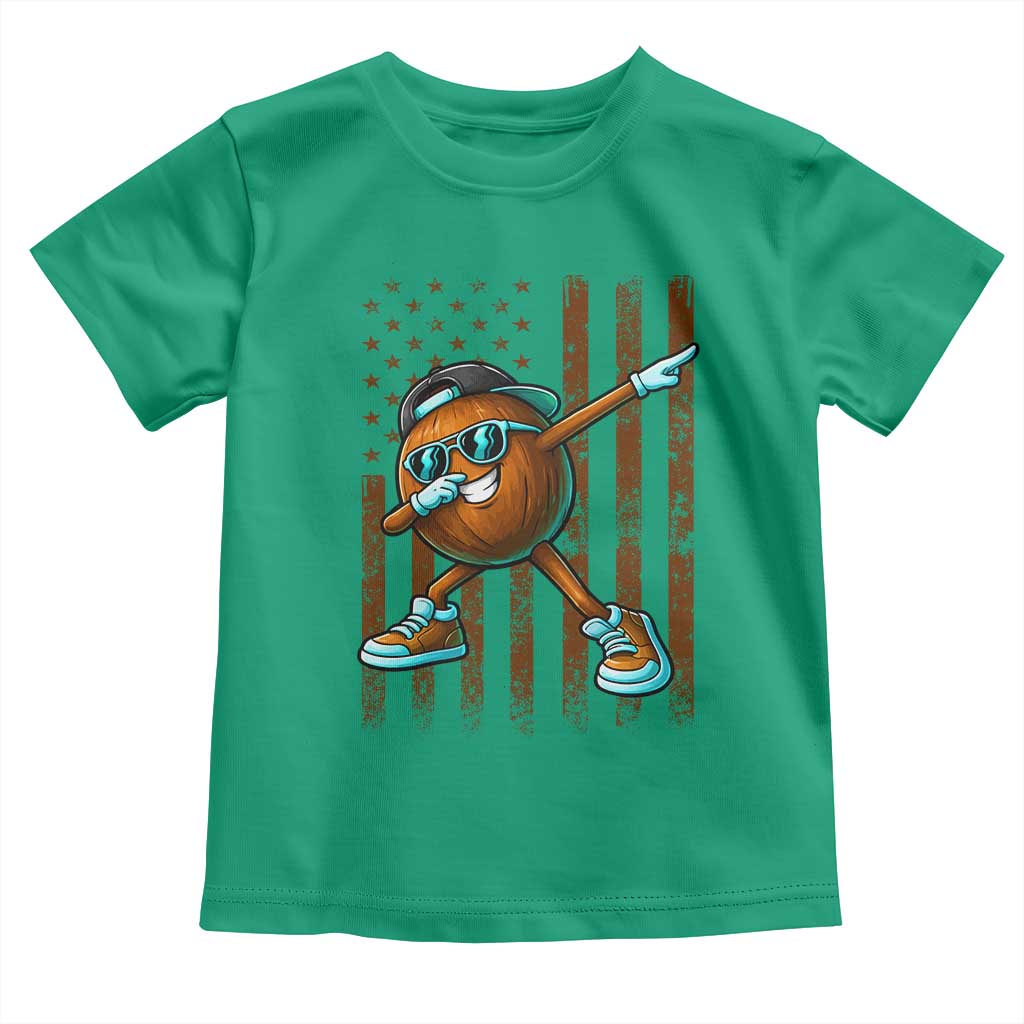 Dabbing Coconut Toddler T Shirt Retro American Flag Fruit Lover