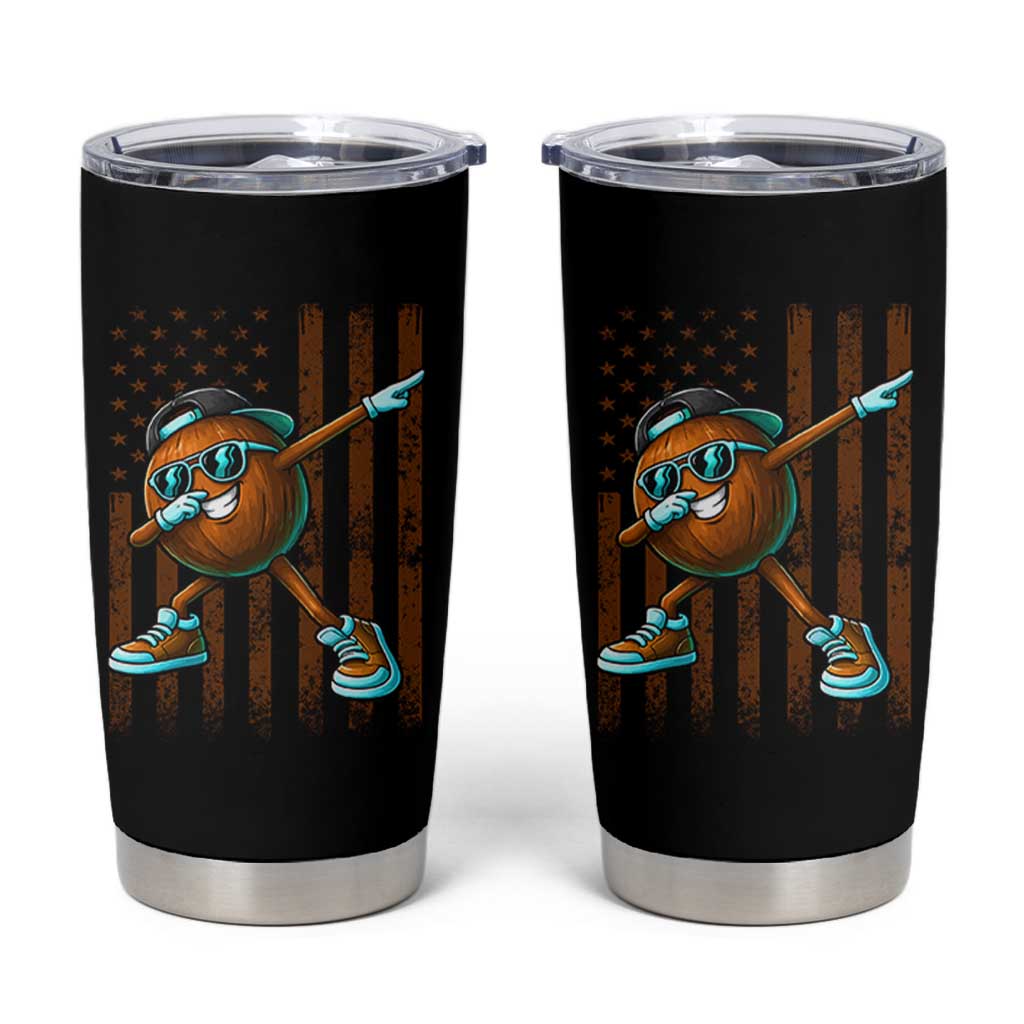 Dabbing Coconut Tumbler Cup Retro American Flag Fruit Lover