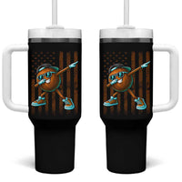 Dabbing Coconut Tumbler With Handle Retro American Flag Fruit Lover