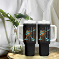 Dabbing Coconut Tumbler With Handle Retro American Flag Fruit Lover