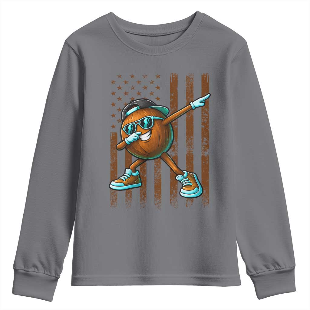 Dabbing Coconut Youth Sweatshirt Retro American Flag Fruit Lover
