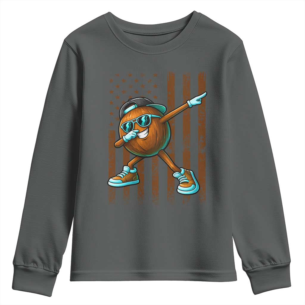 Dabbing Coconut Youth Sweatshirt Retro American Flag Fruit Lover