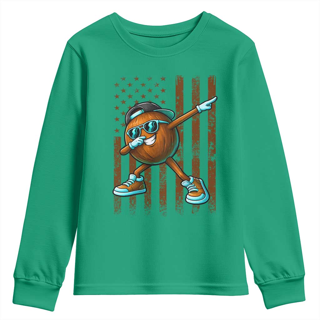 Dabbing Coconut Youth Sweatshirt Retro American Flag Fruit Lover