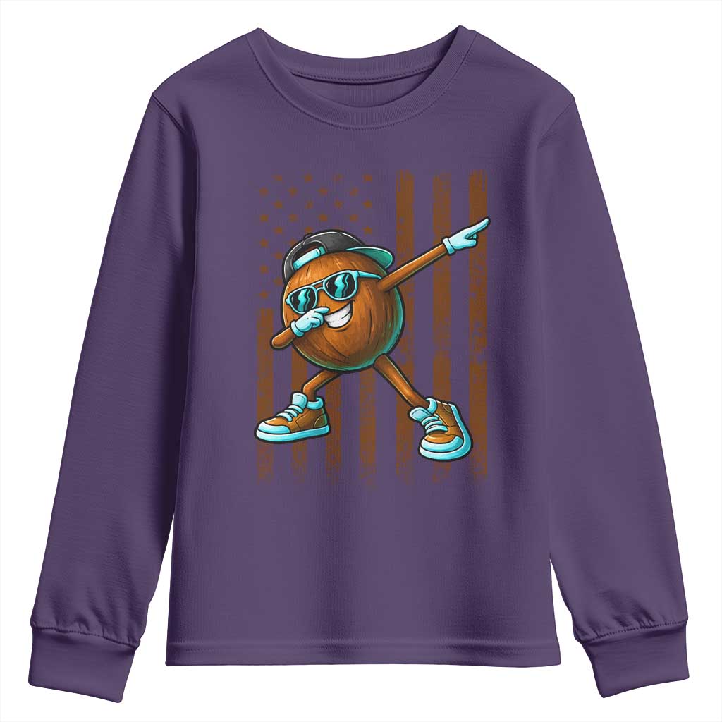 Dabbing Coconut Youth Sweatshirt Retro American Flag Fruit Lover