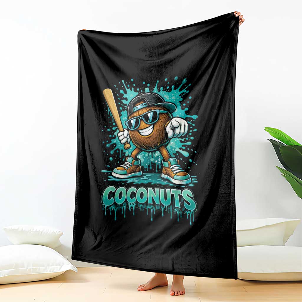 Baseball Coconut Throw Blanket Funny Graffiti Splatter Sports