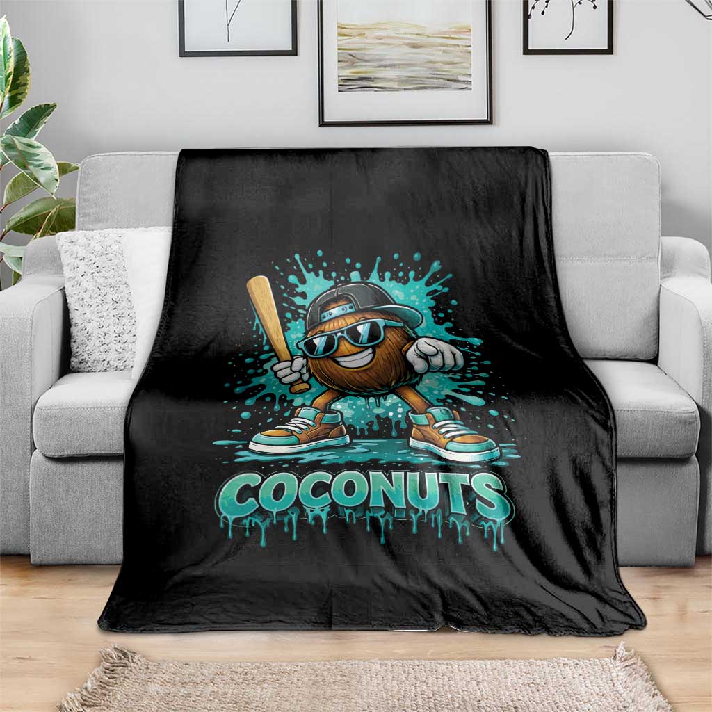 Baseball Coconut Throw Blanket Funny Graffiti Splatter Sports
