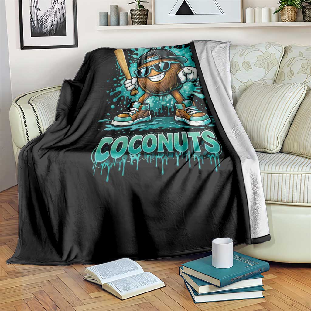 Baseball Coconut Throw Blanket Funny Graffiti Splatter Sports