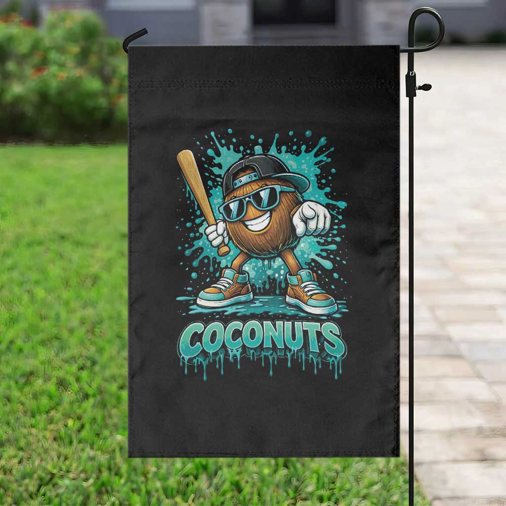 Baseball Coconut Garden Flag Funny Graffiti Splatter Sports