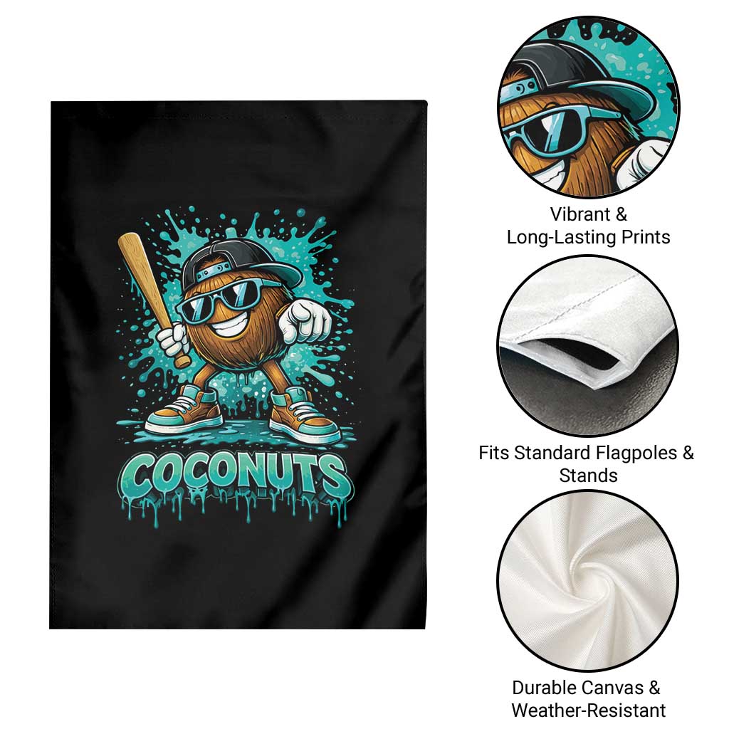 Baseball Coconut Garden Flag Funny Graffiti Splatter Sports