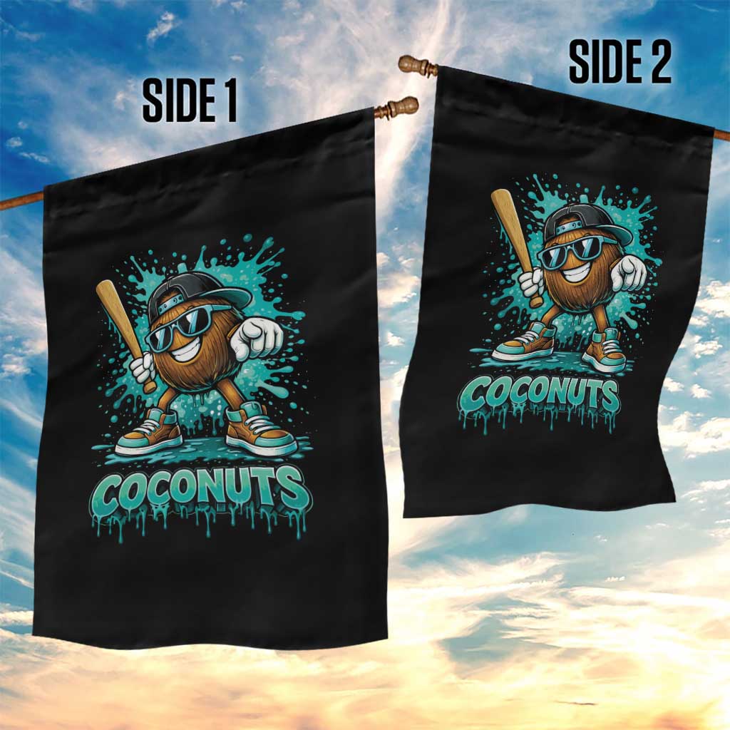 Baseball Coconut Garden Flag Funny Graffiti Splatter Sports