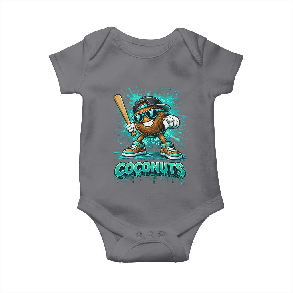 Baseball Coconut Baby Onesie Funny Graffiti Splatter Sports