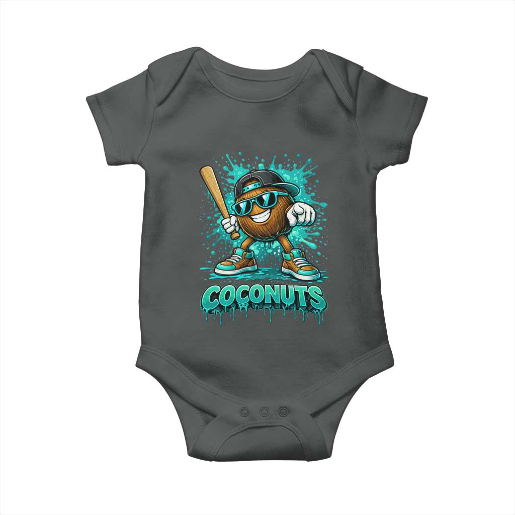 Baseball Coconut Baby Onesie Funny Graffiti Splatter Sports