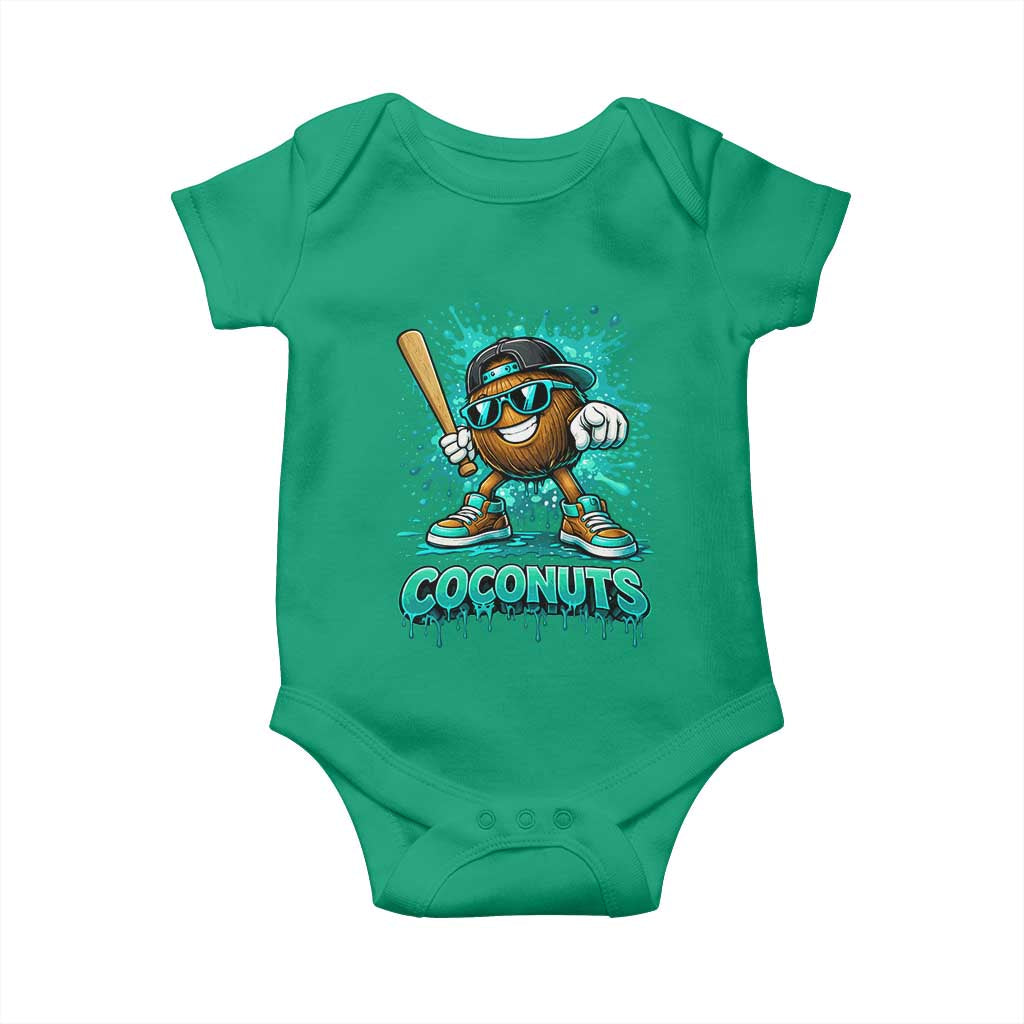Baseball Coconut Baby Onesie Funny Graffiti Splatter Sports