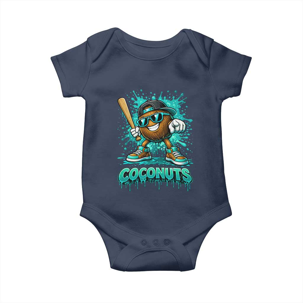 Baseball Coconut Baby Onesie Funny Graffiti Splatter Sports