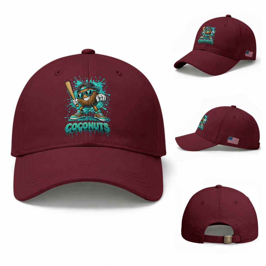 Baseball Coconut Baseball Cap Funny Graffiti Splatter Sports
