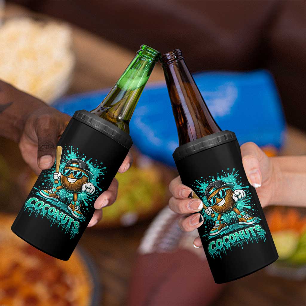Baseball Coconut 4 in 1 Can Cooler Tumbler Funny Graffiti Splatter Sports