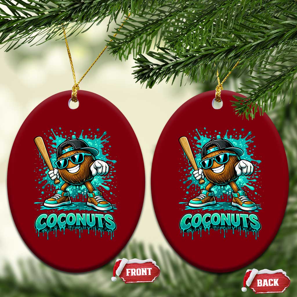Baseball Coconut Ceramic Ornament Funny Graffiti Splatter Sports