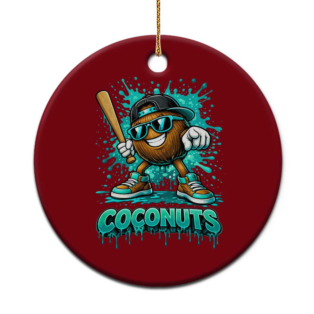 Baseball Coconut Ceramic Ornament Funny Graffiti Splatter Sports