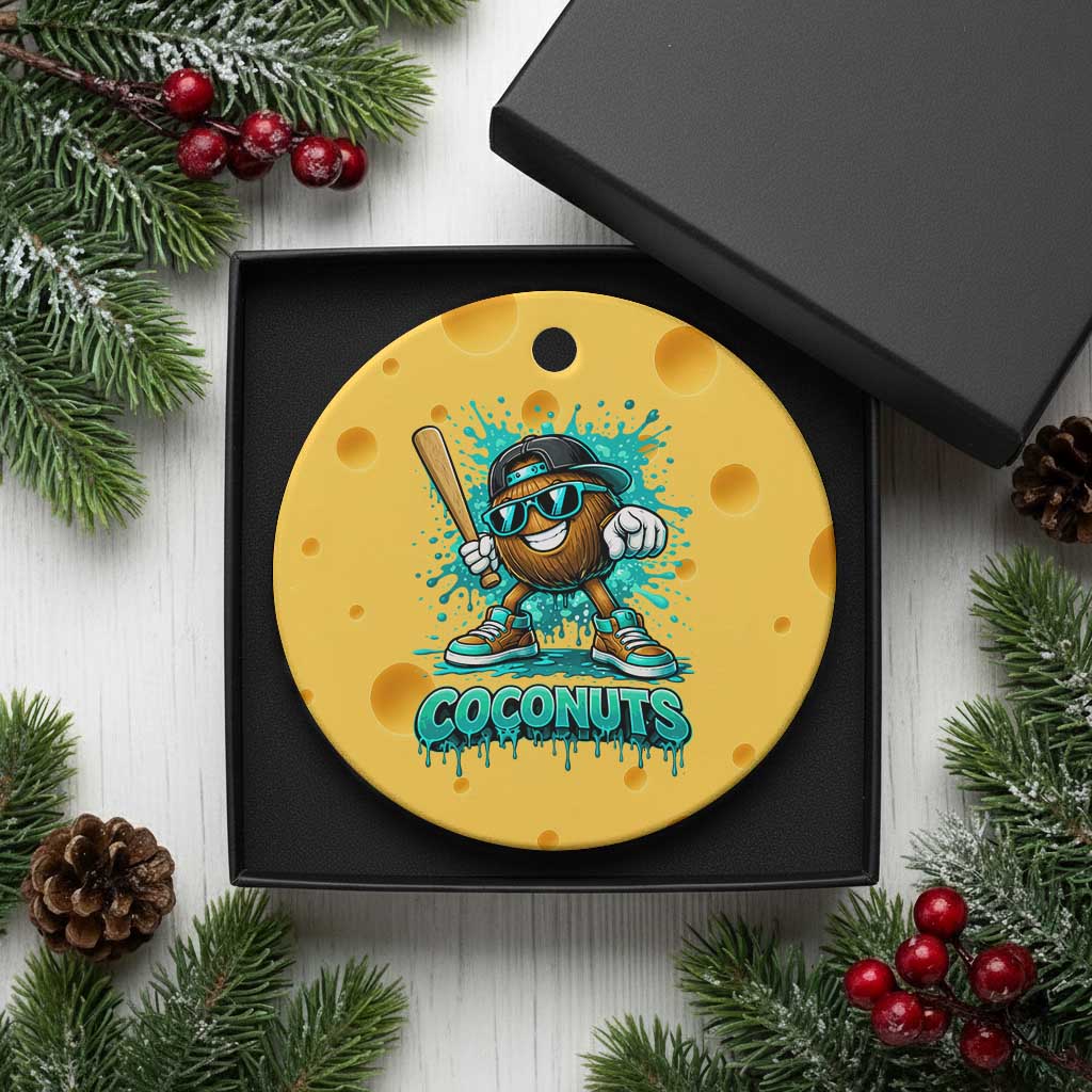 Baseball Coconut Ceramic Ornament Funny Graffiti Splatter Sports