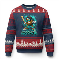 Baseball Coconut Ugly Christmas Sweater Funny Graffiti Splatter Sports